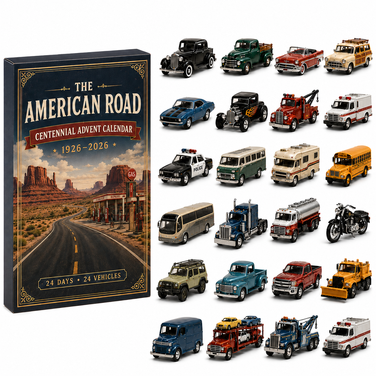 Road to America 1926–2026 Centennial 24-Day Countdown Calendar – 100th Anniversary Collectible