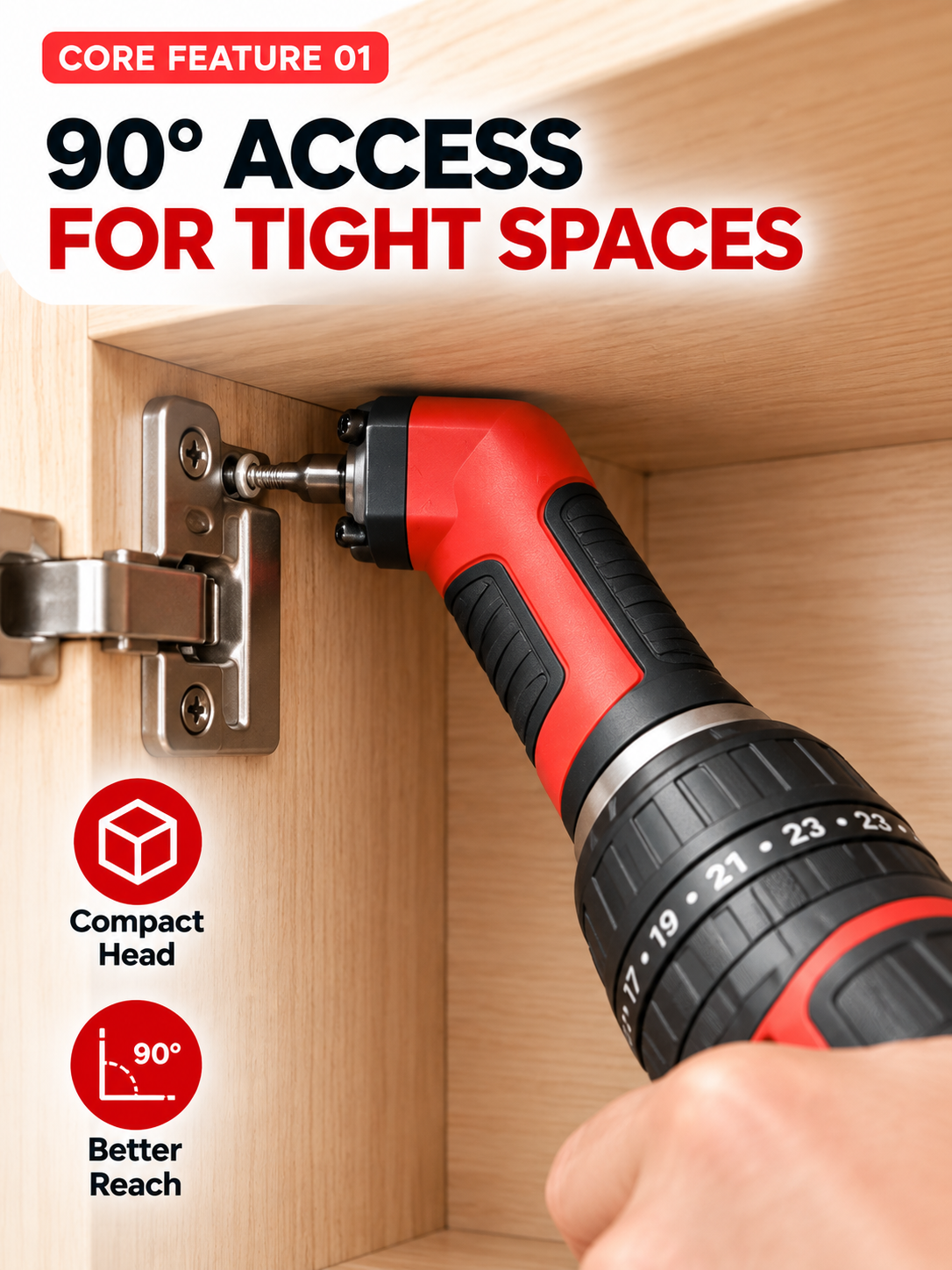 🔧 1/4' Right Angle Drill Adapter – High-Torque 90° Driver for Tight Spaces