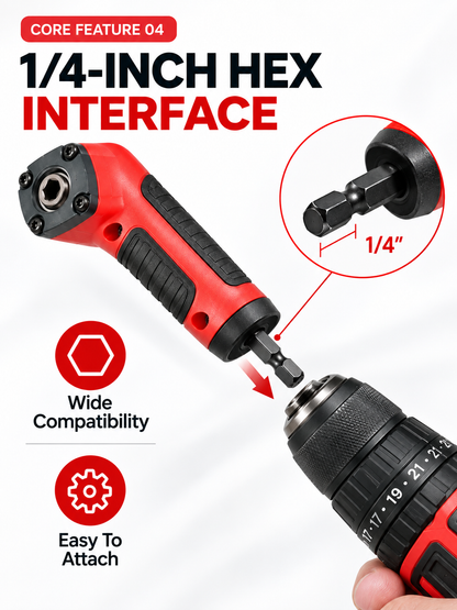 🔧 1/4' Right Angle Drill Adapter – High-Torque 90° Driver for Tight Spaces