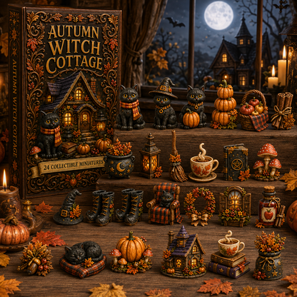 Autumn Witch Cottage Advent Calendar 2026 – 24 Cozy Witchy Miniatures, Black Cat Collectibles & Magical Fall Cottage Surprises,