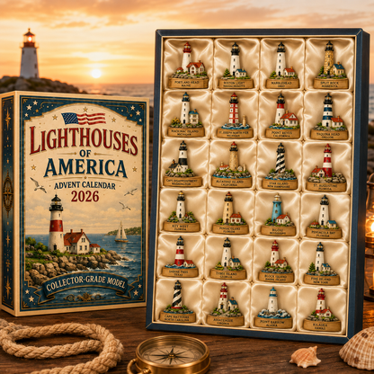 Lighthouses of America Advent Calendar 2026 – 24-Day Coastal Heritage Countdown, Collector-Grade Lighthouse Miniatures