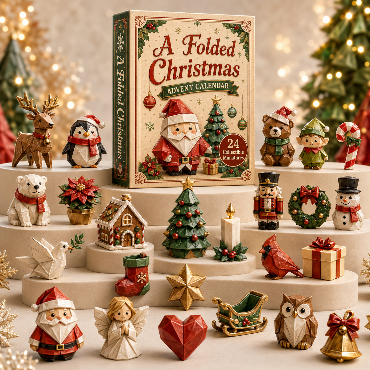 A Folded Christmas 24-Day Advent Calendar – 24 Collectible  Christmas Miniatures, Premium Holiday Countdown Gift Set for Families & Collectors