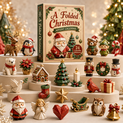 A Folded Christmas 24-Day Advent Calendar – 24 Collectible  Christmas Miniatures, Premium Holiday Countdown Gift Set for Families & Collectors