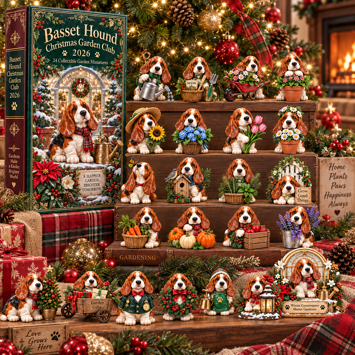 24 Days of Garden Joy — Basset Hound Christmas Garden Club Advent Calendar 2026