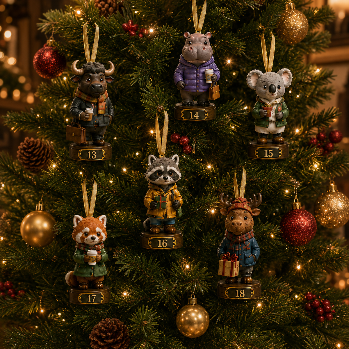 ✨24-Day Christmas Countdown Advent Calendar –Animal Surprise Ornament