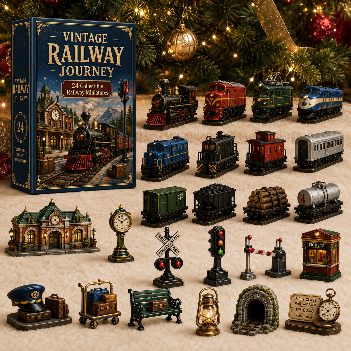 Vintage Railway Journey 24-Day Advent Calendar – Collectible Christmas Countdown Gift