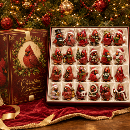 24-Day Advent Calendar | Cardinal Christmas Ornaments Countdown Gift