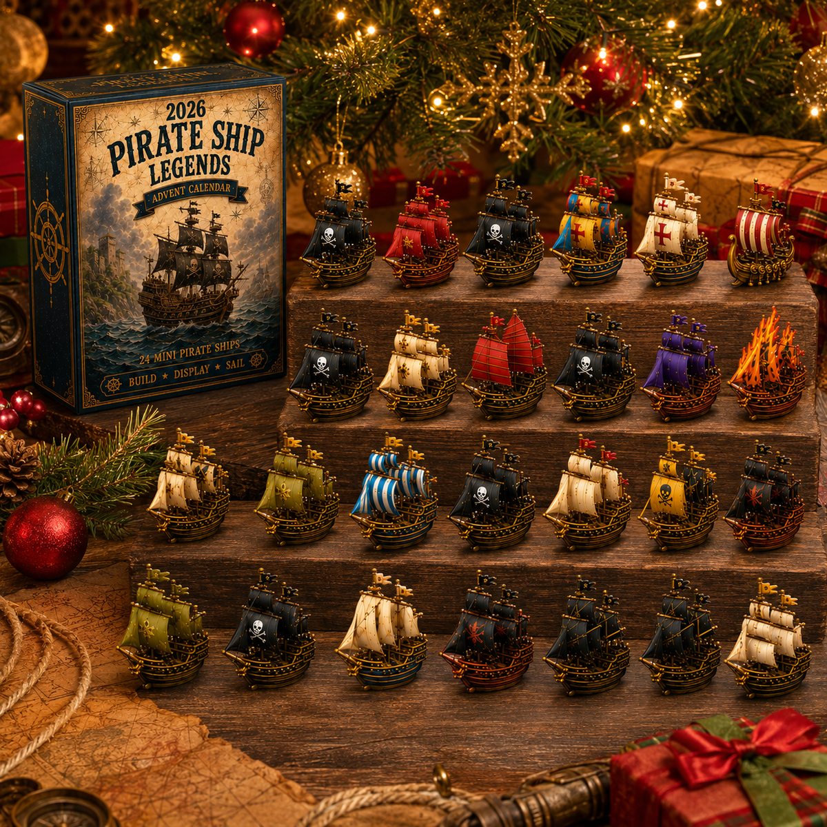 ⚓Pirate Ship Legends Advent Calendar 2026 – 24 Days of High Seas Adventure, Collector-Grade Miniature Ships
