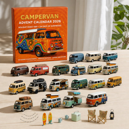 2026 Campervan Advent Calendar – 24 Vintage Mini Camper Van Collectible Figurines