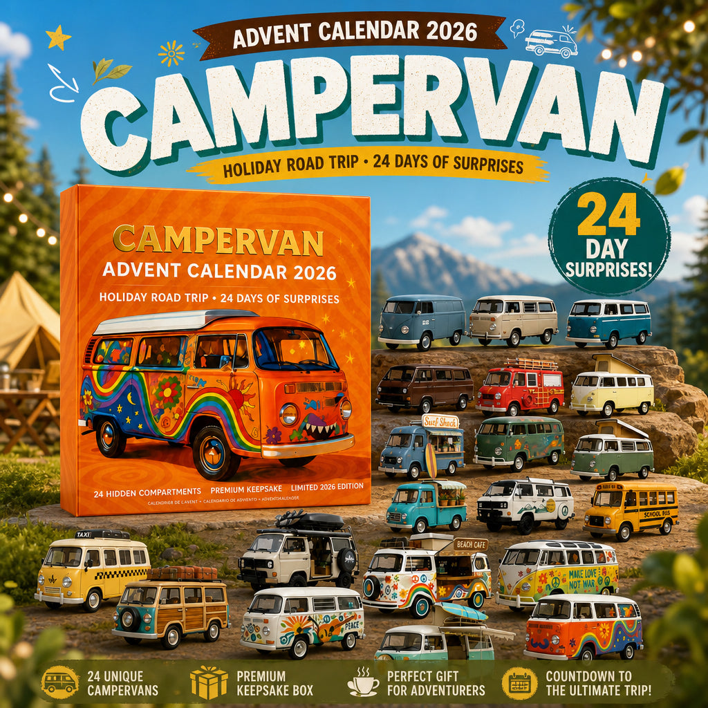 2026 Campervan Advent Calendar – 24 Vintage Mini Camper Van Collectible Figurines