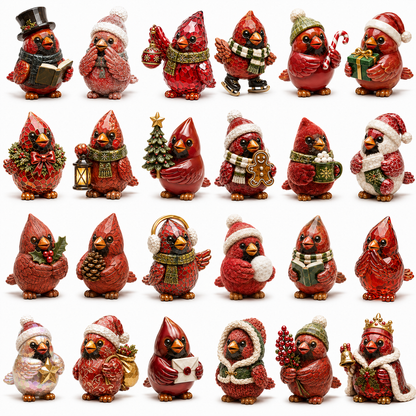 24-Day Advent Calendar | Cardinal Christmas Ornaments Countdown Gift