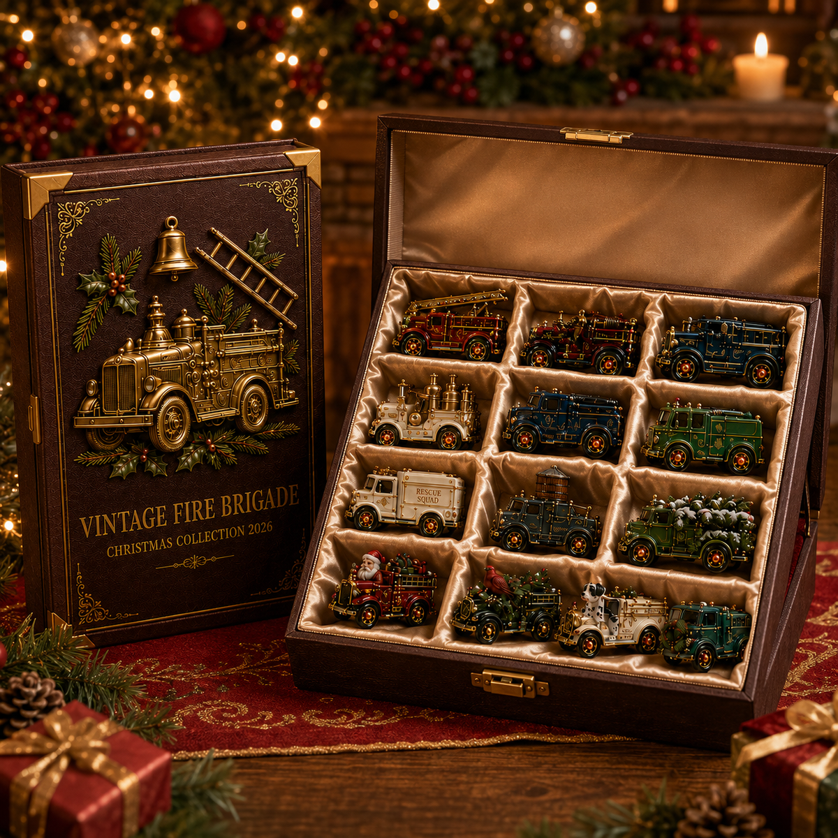 Vintage Fire Truck 24-Day Advent Calendar – Collectible Miniature Christmas Countdown Gift