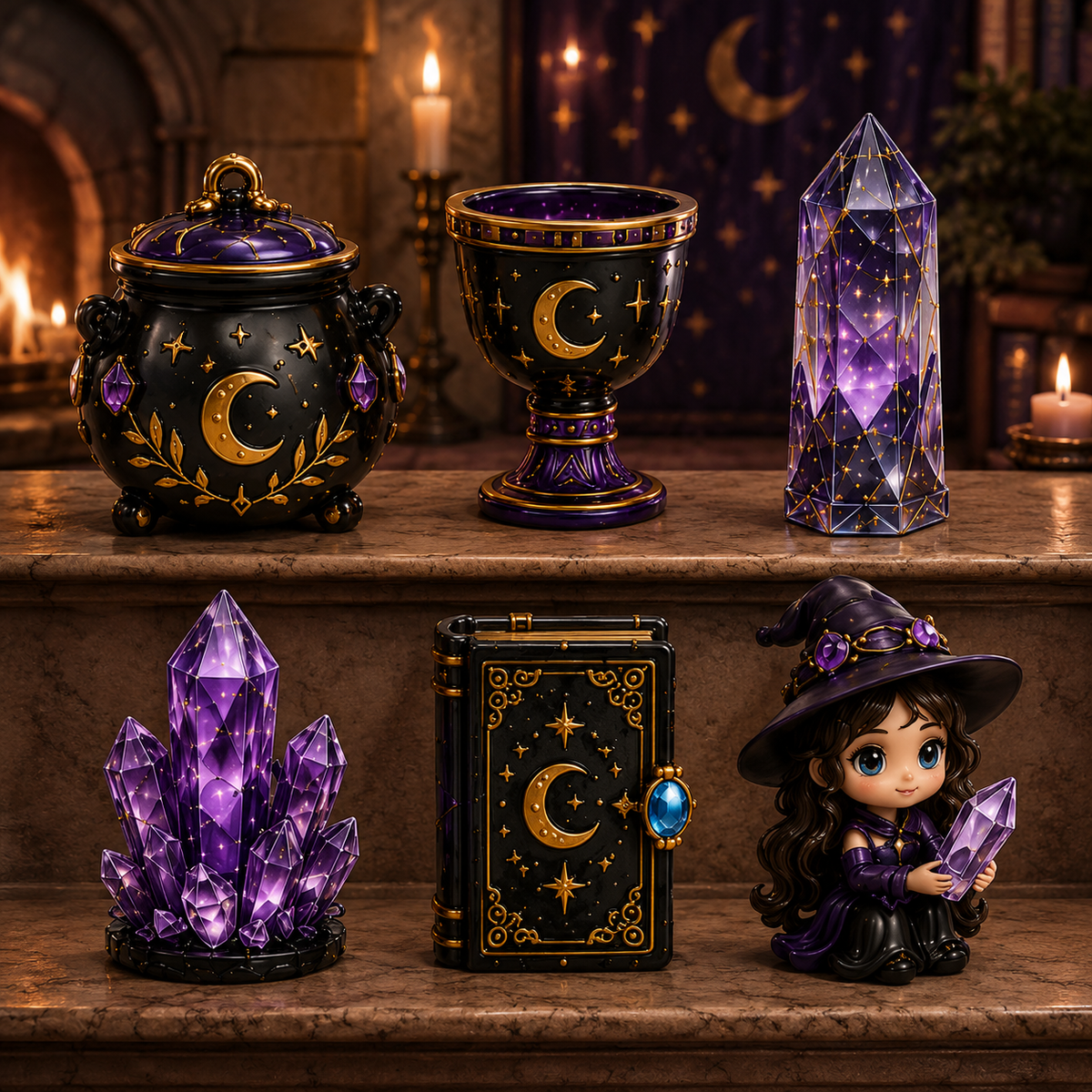 Crystal Witch Advent Calendar 2026 – 24 Days of Magical Crystal Miniatures, Mystical Witchy Collectibles & Enchanting Gifts for Fantasy Lovers
