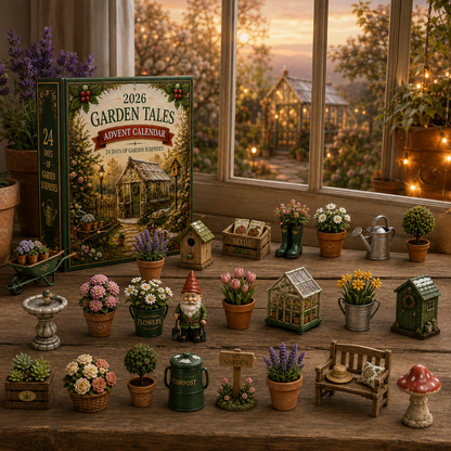 2026 Garden Tales 24-Day Advent Calendar – 24 Charming Garden Miniatures, Magical Christmas Countdown Gift Set for Garden Lovers & Collectors