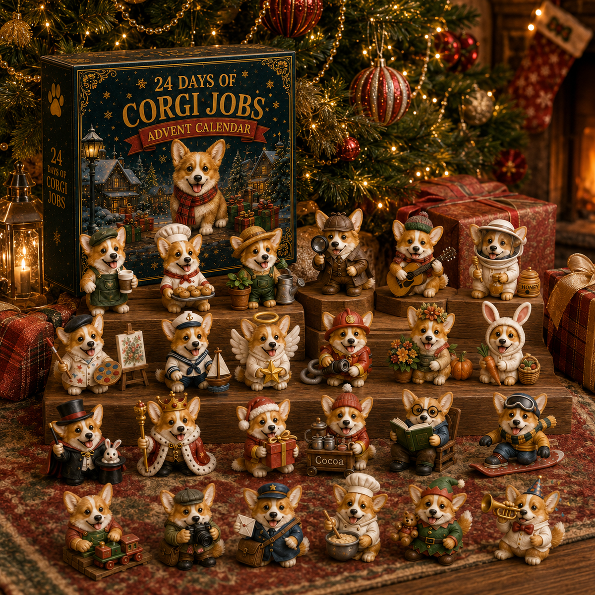 24 Days of Corgi Jobs Advent Calendar 2026 – 24 Unique Collectible Corgi Miniatures, Christmas Countdown Calendar for Dog Lovers