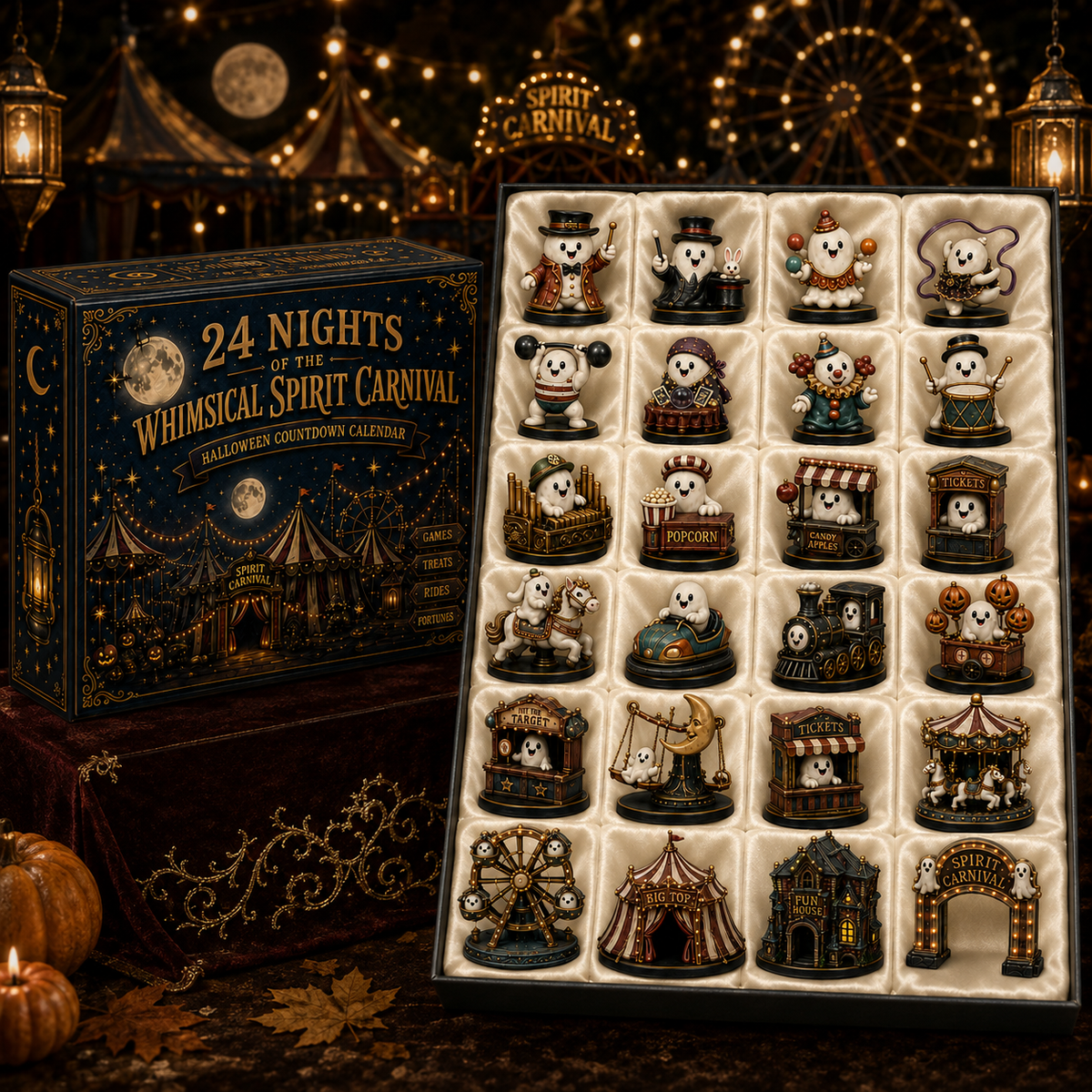 🎃 24-Day Halloween Advent Calendar – 24 Nights of Spooky Carnival Surprises, Collectible Figures & Magical Fun