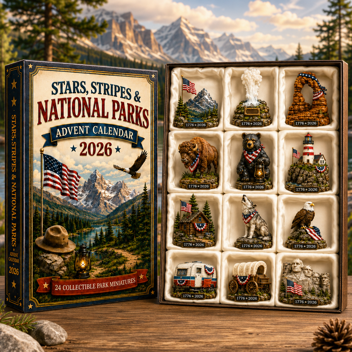 National Parks Adventure Advent Calendar 2026 – 24 Days of American Wilderness, Collector-Grade Miniature Keepsakes,