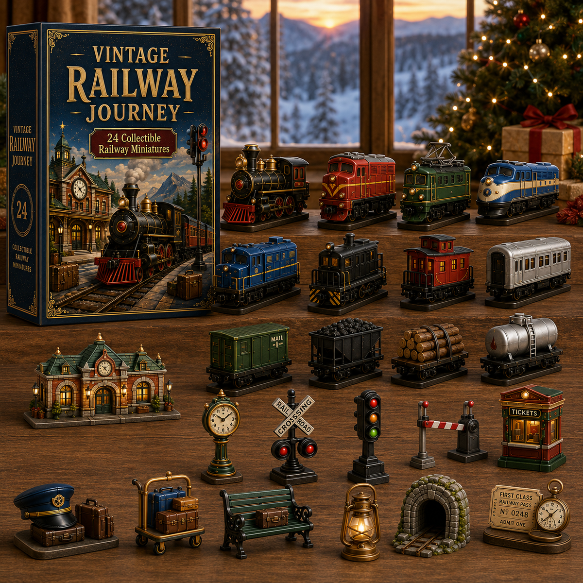 Vintage Railway Journey 24-Day Advent Calendar – Collectible Christmas Countdown Gift