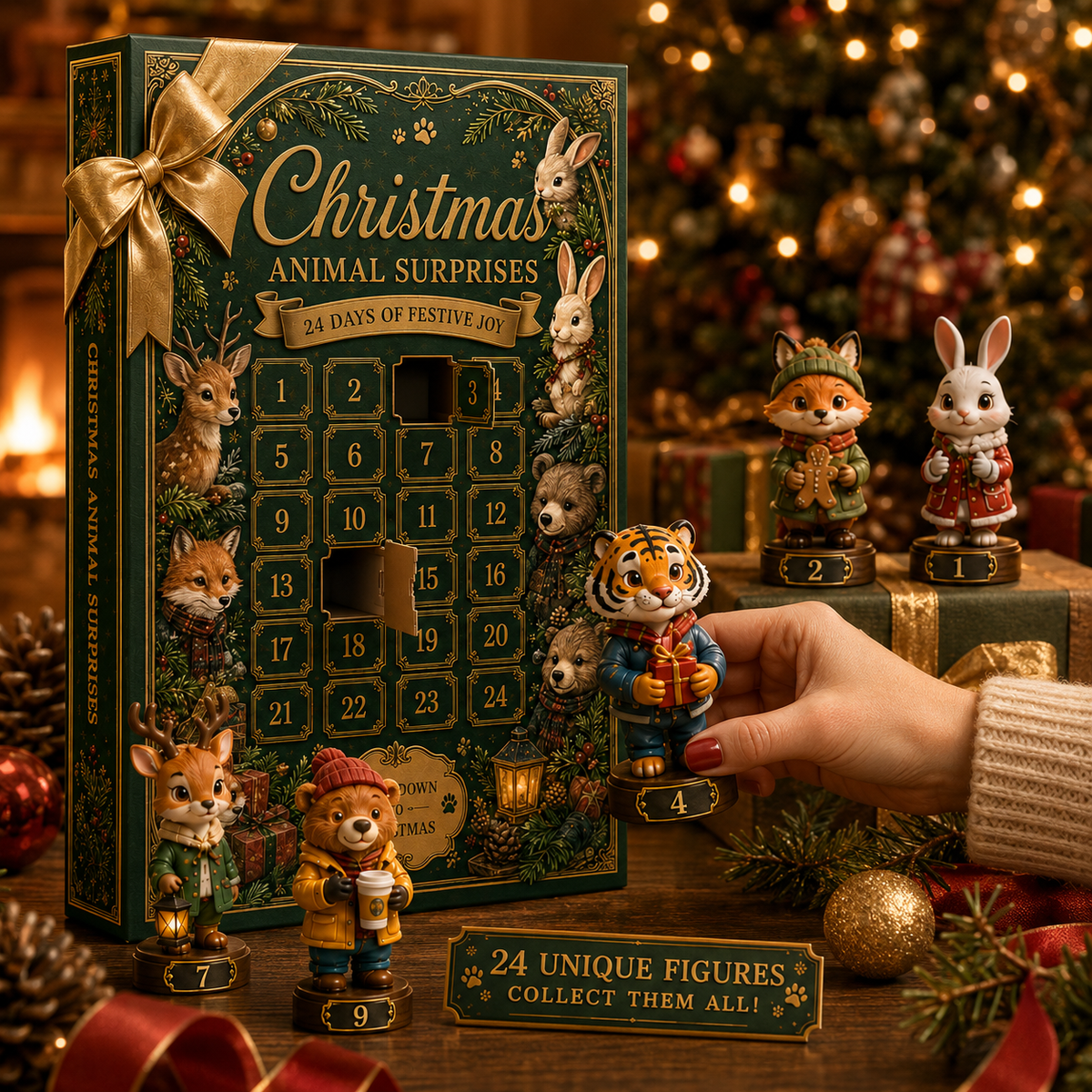 ✨24-Day Christmas Countdown Advent Calendar –Animal Surprise Ornament