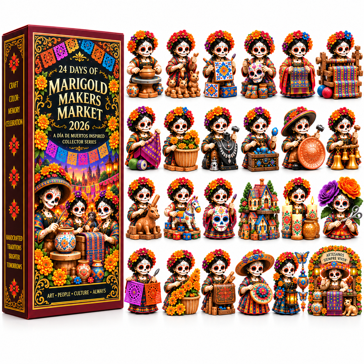 24 Days of Handcrafted Tradition — Día de Muertos Marigold Makers Market Advent Calendar 2026