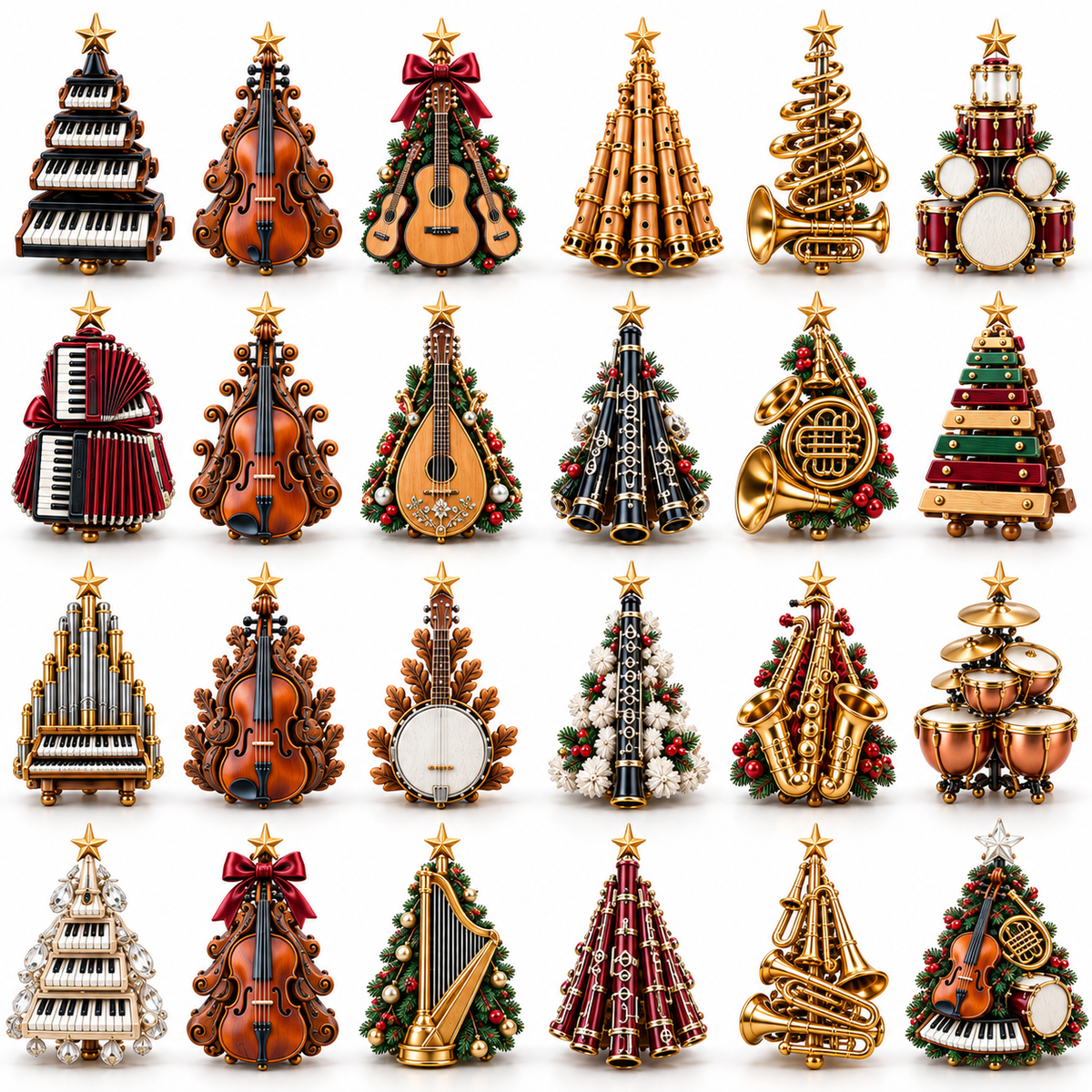 2026 Music Lovers’ Advent Calendar – 24 Unique Musical Instrument Christmas Tree Miniatures