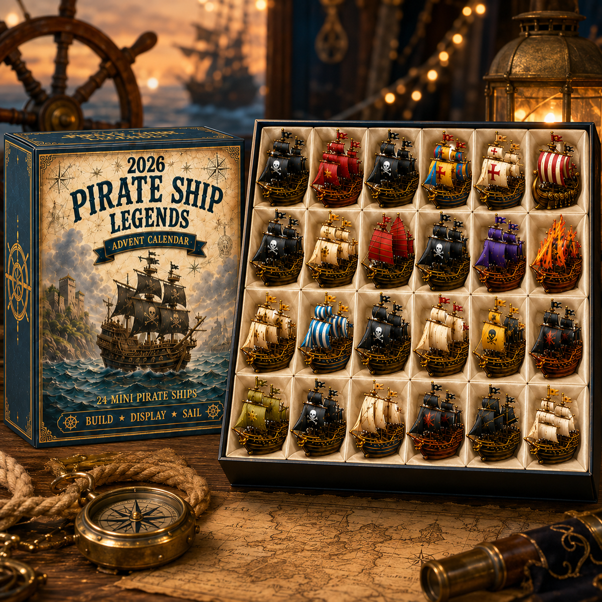 ⚓Pirate Ship Legends Advent Calendar 2026 – 24 Days of High Seas Adventure, Collector-Grade Miniature Ships