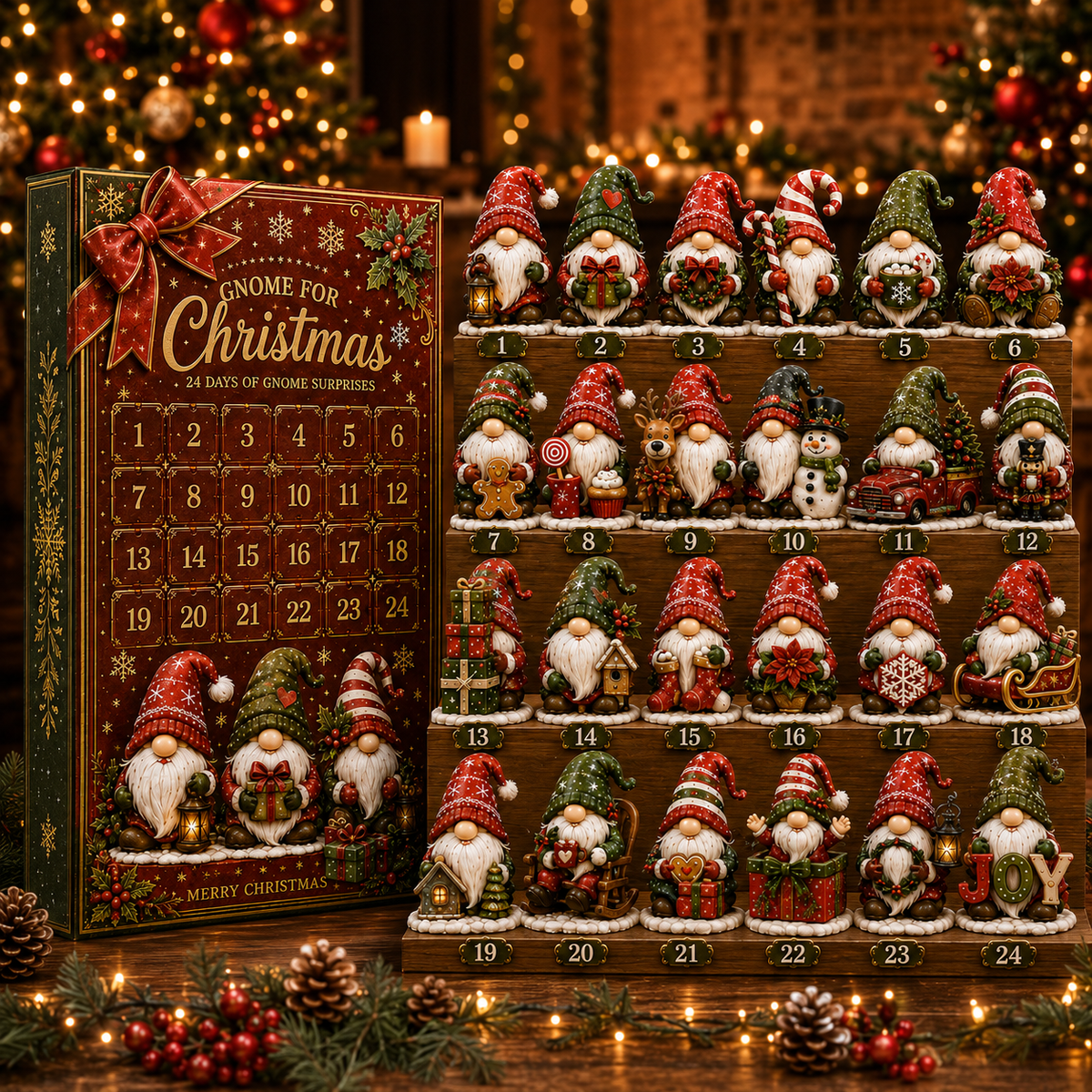 ✨24-Day Christmas Countdown Advent Calendar –Christmas gnome Ornament