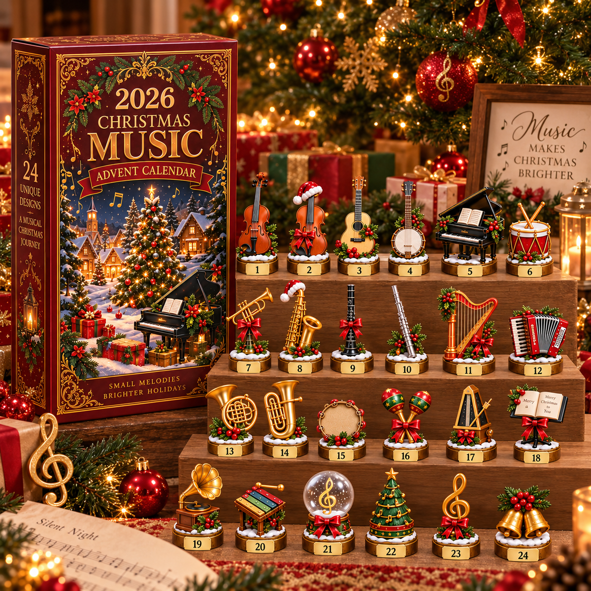 2026 Christmas Music 24-Day Countdown Calendar –  Holiday Collectible Gift for Music Lovers