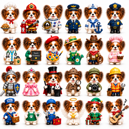 24 Days of Papillon Magic 2026 – 24-Day Christmas Countdown Calendar with 24 Unique Papillon Profession Miniatures, Holiday Collectible Gift for Dog Lovers