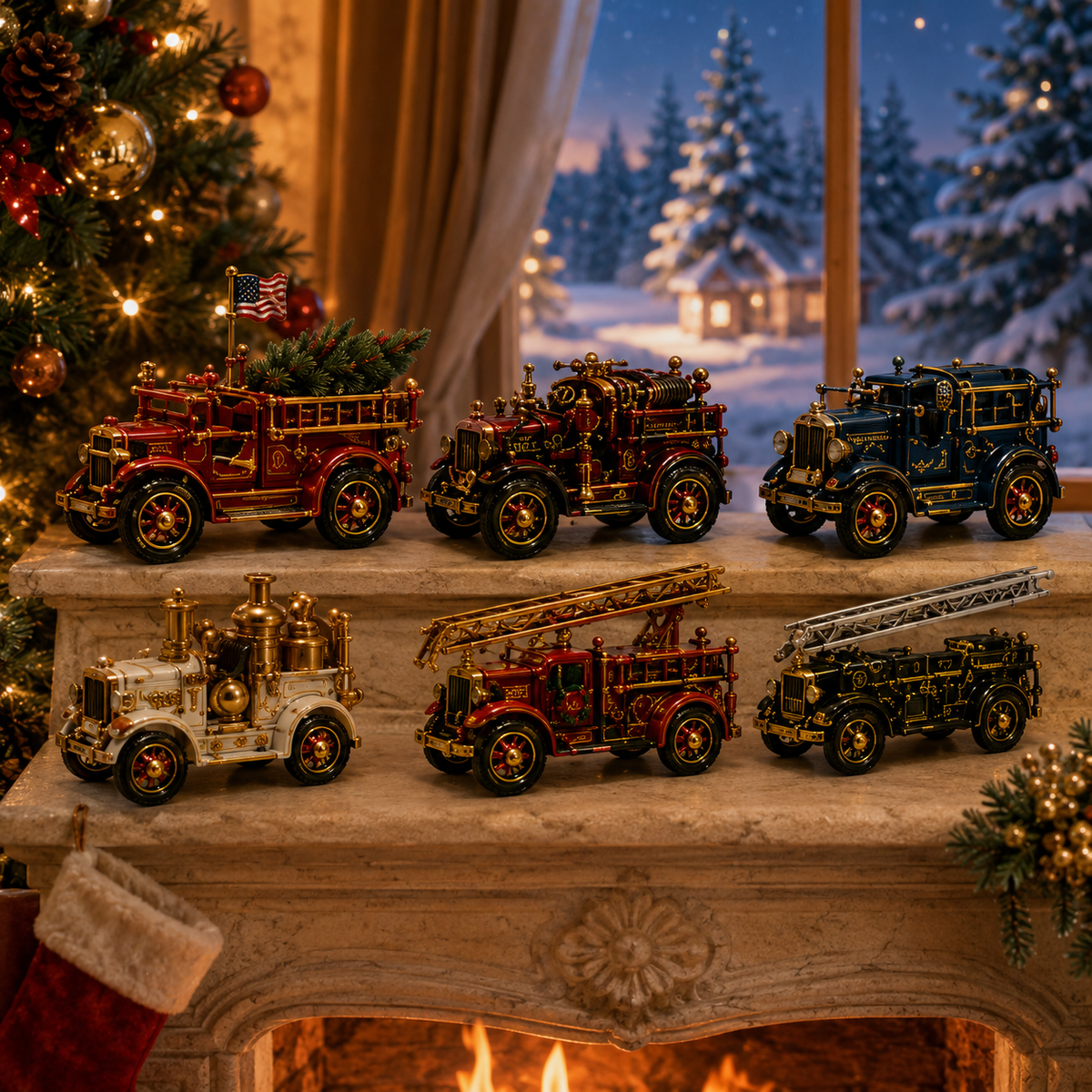Vintage Fire Truck 24-Day Advent Calendar – Collectible Miniature Christmas Countdown Gift