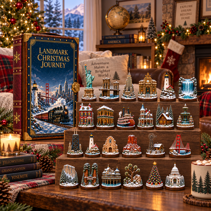 2026 Landmark Christmas Journey 24-Day Countdown Calendar – 24 Unique Iconic Landmark Miniatures, Winter Travel Advent Collection & Christmas Gift for Travelers