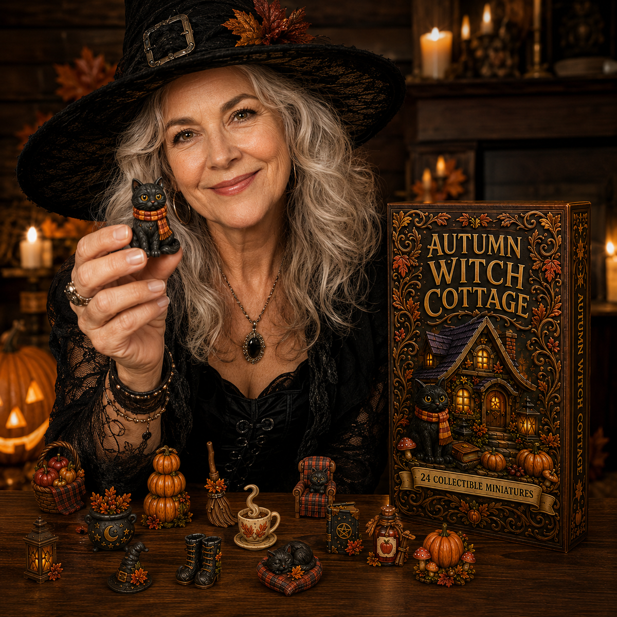 Autumn Witch Cottage Advent Calendar 2026 – 24 Cozy Witchy Miniatures, Black Cat Collectibles & Magical Fall Cottage Surprises,
