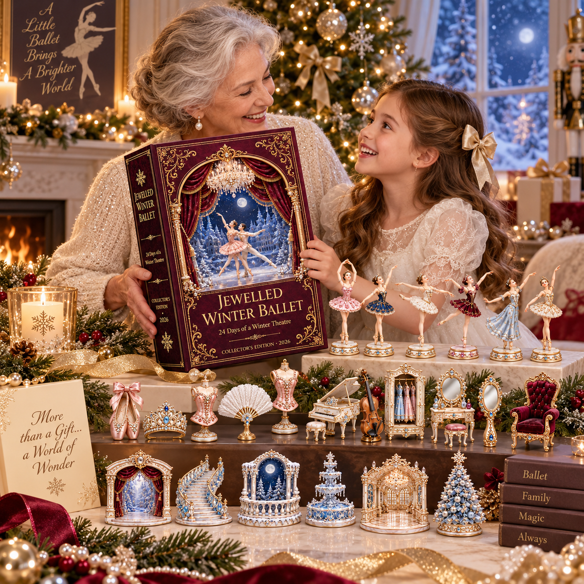 2026 Jewelled Winter Ballet 24-Day Countdown Calendar – 24 Unique Ballet & Winter Theatre Miniatures, Elegant Collector’s Christmas Gift