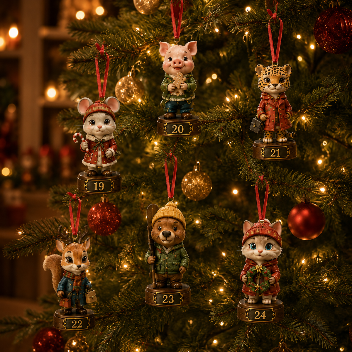 ✨24-Day Christmas Countdown Advent Calendar –Animal Surprise Ornament
