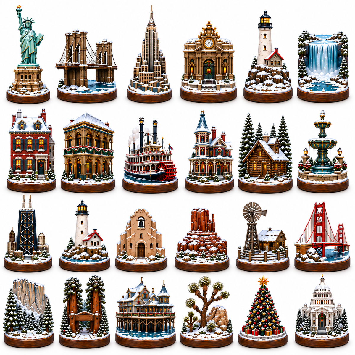 2026 Landmark Christmas Journey 24-Day Countdown Calendar – 24 Unique Iconic Landmark Miniatures, Winter Travel Advent Collection & Christmas Gift for Travelers