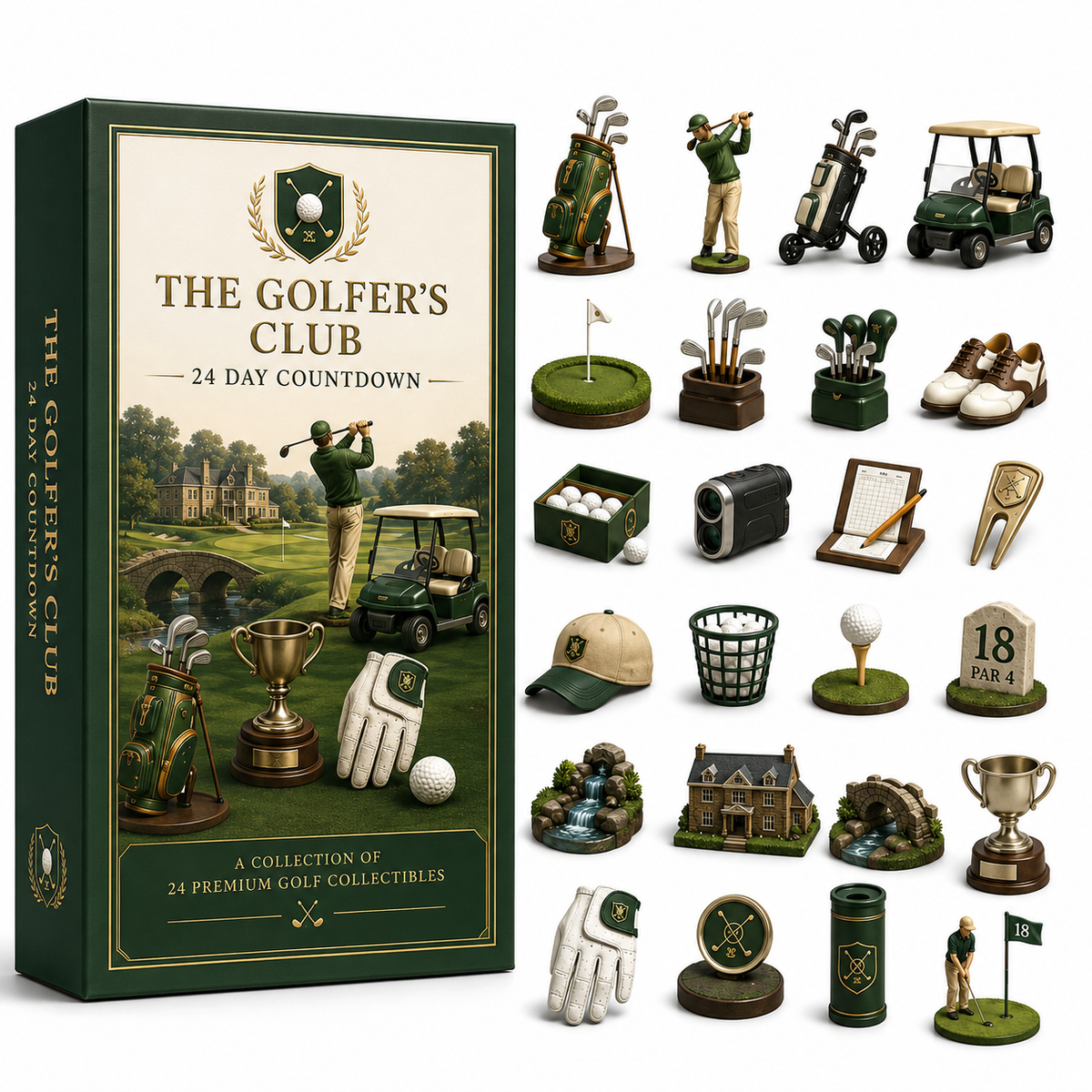 Golf 24-Day Advent Calendar – Collectible Miniature Christmas Countdown Gift for Golf Lovers