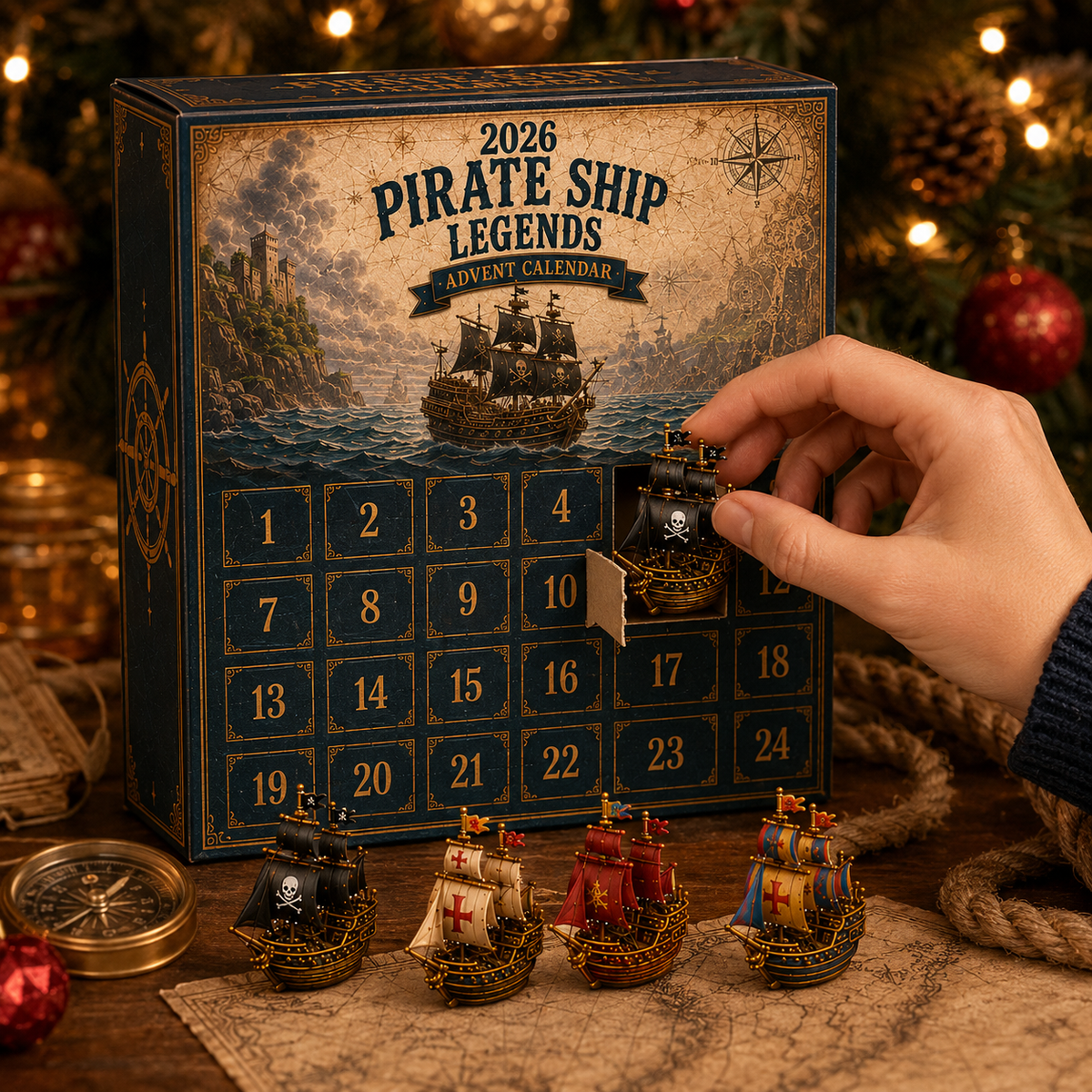 ⚓Pirate Ship Legends Advent Calendar 2026 – 24 Days of High Seas Adventure, Collector-Grade Miniature Ships