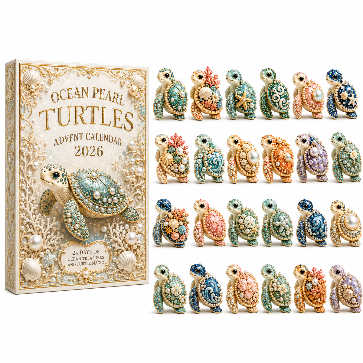 Sea Turtle 24-Day Advent Calendar – Ocean Collectible Figurine Christmas Gift