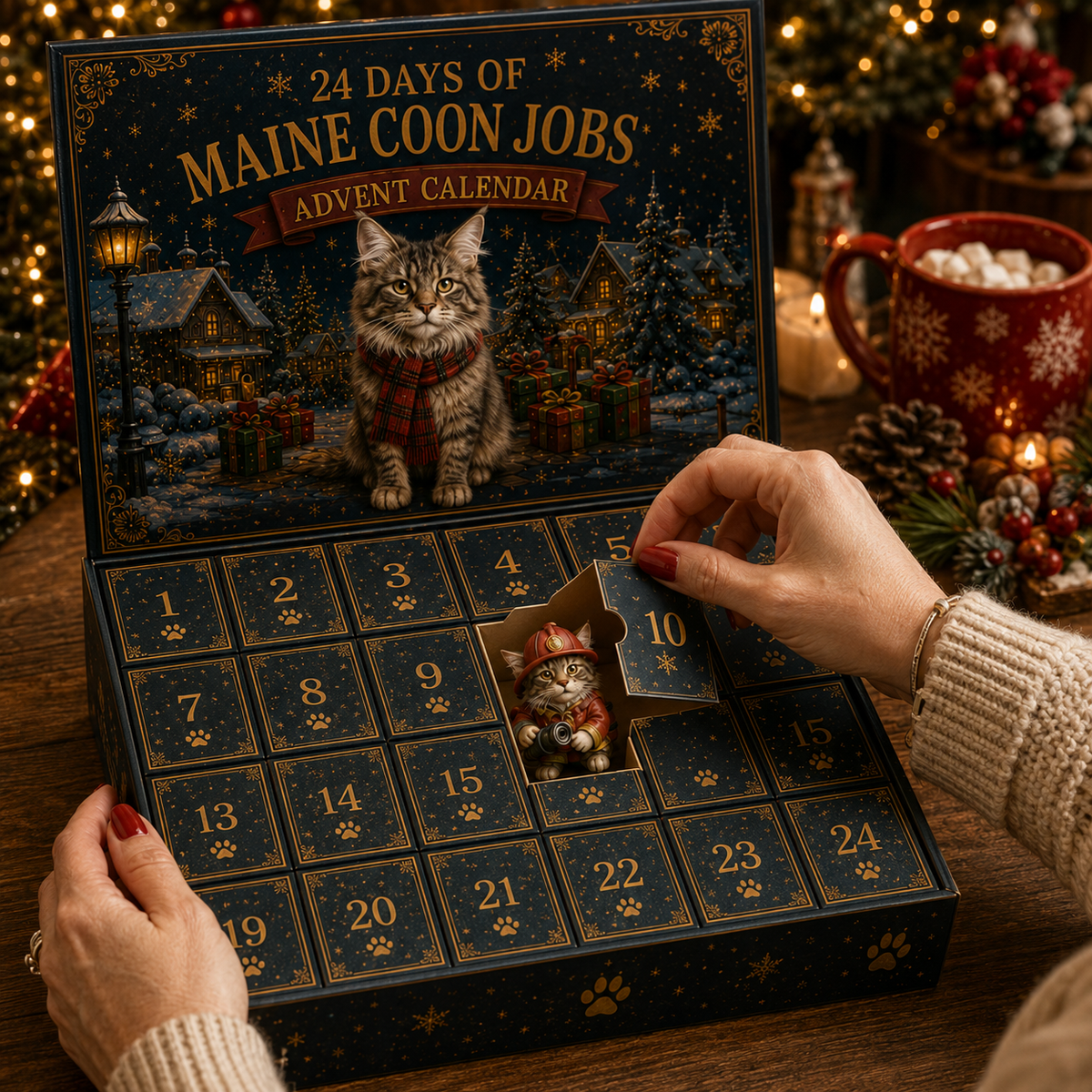 Maine Coon Jobs Advent Calendar 2026 – 24 Days of Unique Collectible Cat Miniatures, Christmas Countdown Gift for Maine Coon & Cat Lovers