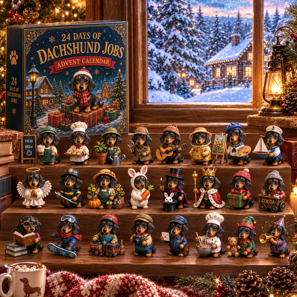24 Days of Dachshund Jobs Advent Calendar 2026 – 24 Unique Collectible Dachshund Miniatures, Christmas Countdown Gift for Dog Lovers