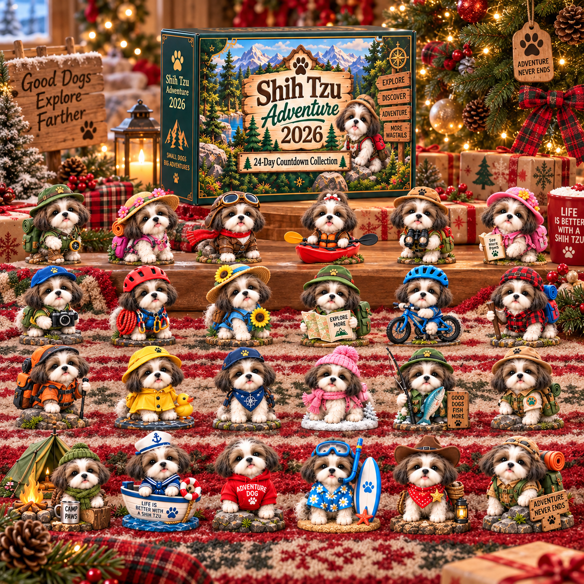 Shih Tzu Adventure 2026 – 24-Day Adventure Countdown Calendar with 24 Unique Collectible Miniatures, Fun Gift for Shih Tzu & Dog Lovers