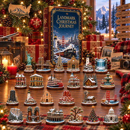 2026 Landmark Christmas Journey 24-Day Countdown Calendar – 24 Unique Iconic Landmark Miniatures, Winter Travel Advent Collection & Christmas Gift for Travelers