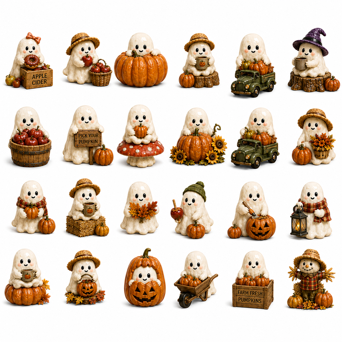 Ghost in the Pumpkin Patch Advent Calendar 2026 – 24 Unique Halloween Ghost Miniatures,