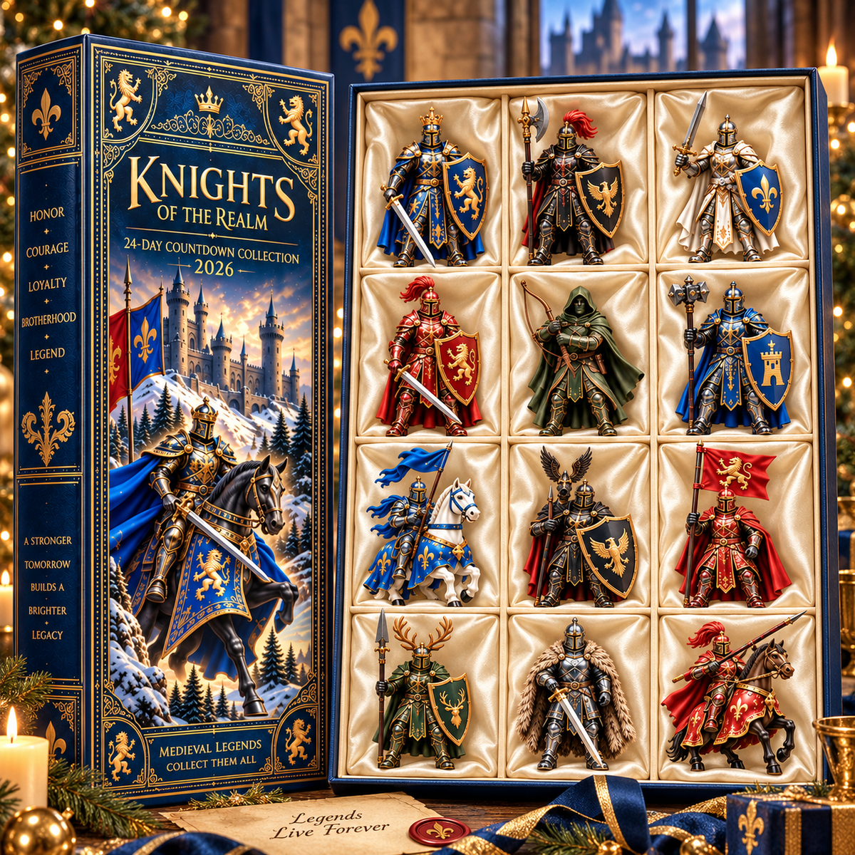 Knights of the Realm 2026 – 24-Day Medieval Legends Countdown Calendar with 24 Unique Knight Miniatures, Fantasy Collectible Gift for Medieval & Knight Lovers