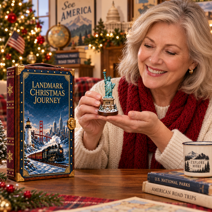 2026 Landmark Christmas Journey 24-Day Countdown Calendar – 24 Unique Iconic Landmark Miniatures, Winter Travel Advent Collection & Christmas Gift for Travelers