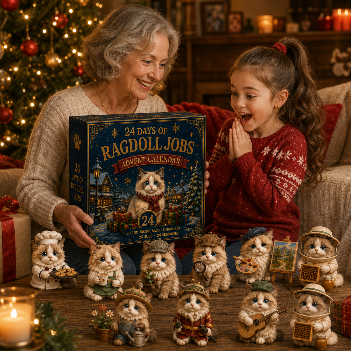 Ragdoll Jobs Advent Calendar 2026 – 24 Days of Unique  Collectible Ragdoll Cat Miniatures, Christmas Countdown Gift for Cat Lovers