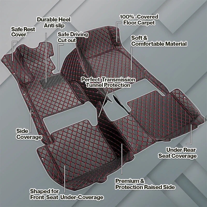Elvie 2026 Premium 5-Layer Leather Custom Floor Mats for Cars