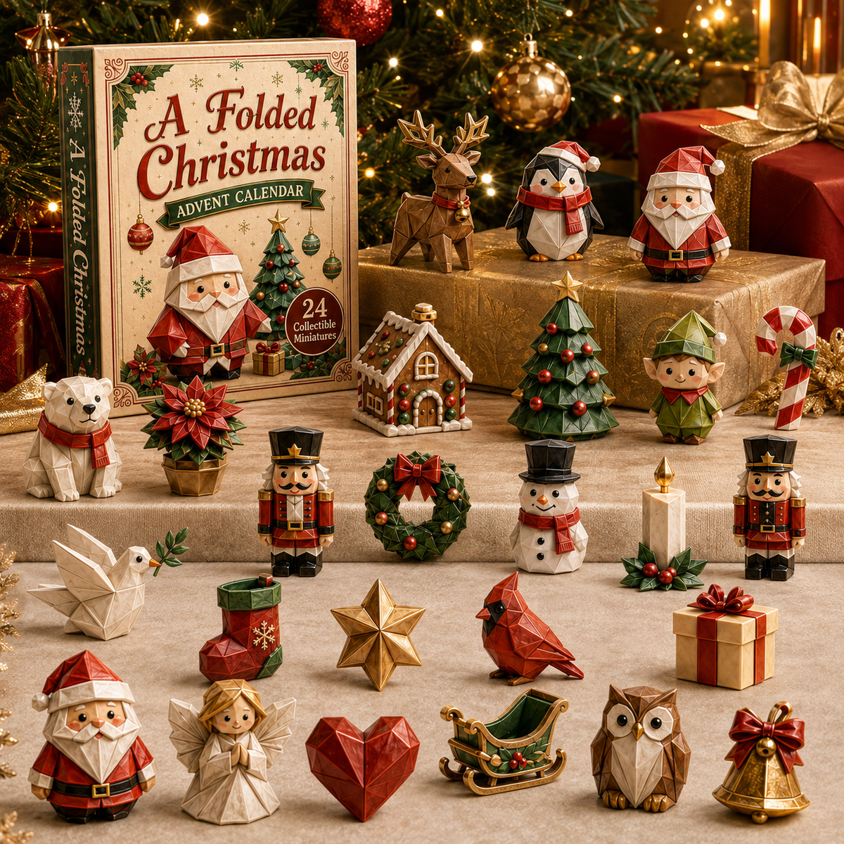 A Folded Christmas 24-Day Advent Calendar – 24 Collectible  Christmas Miniatures, Premium Holiday Countdown Gift Set for Families & Collectors