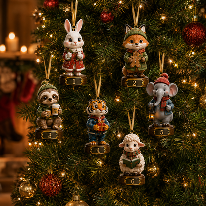 ✨24-Day Christmas Countdown Advent Calendar –Animal Surprise Ornament