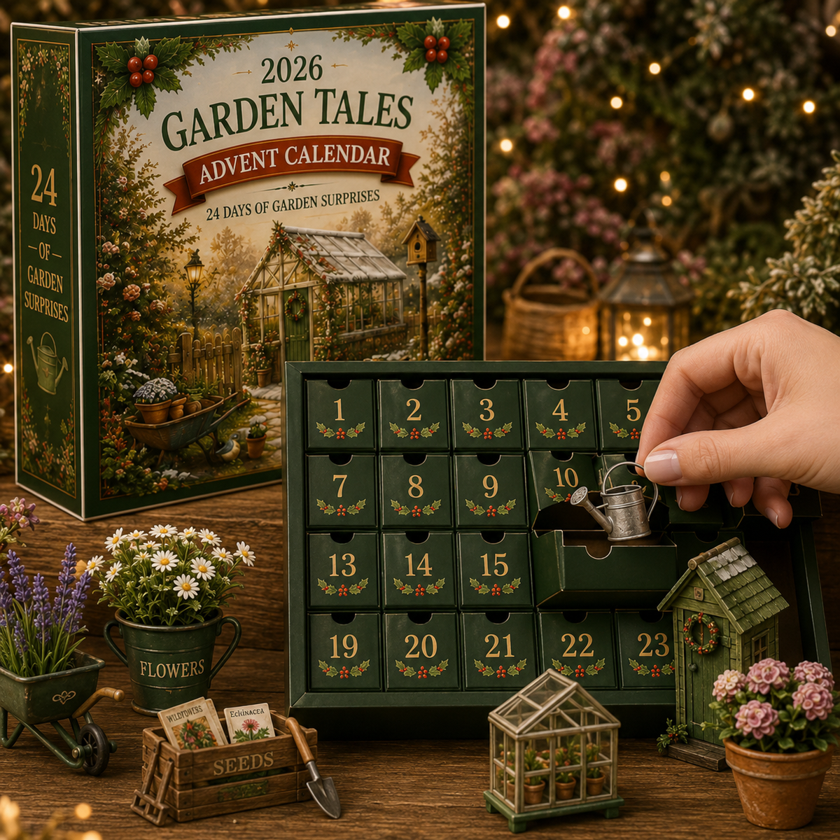 2026 Garden Tales 24-Day Advent Calendar – 24 Charming Garden Miniatures, Magical Christmas Countdown Gift Set for Garden Lovers & Collectors